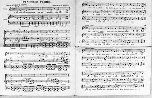 Partitura d'una cançó dedicada a Ferrer