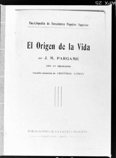 Portada de 'El origen de la vida'