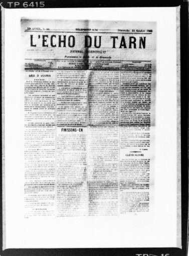 Portada de L'Echo du Tarn