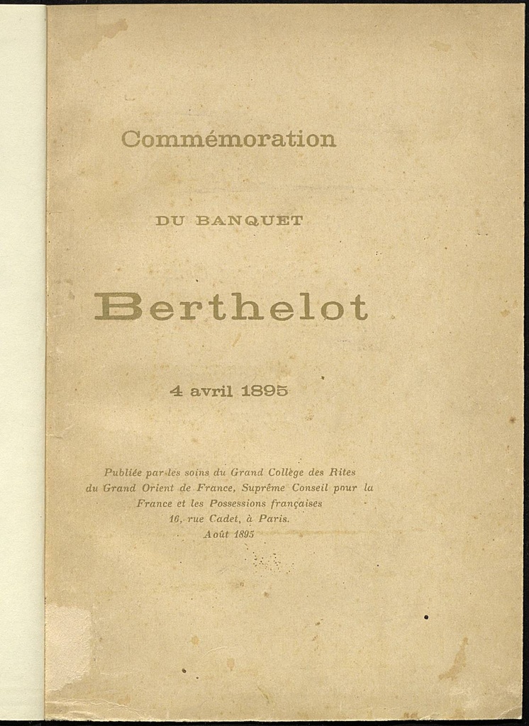 Berthelot: commémoration du banquet. 4 avril 1895
