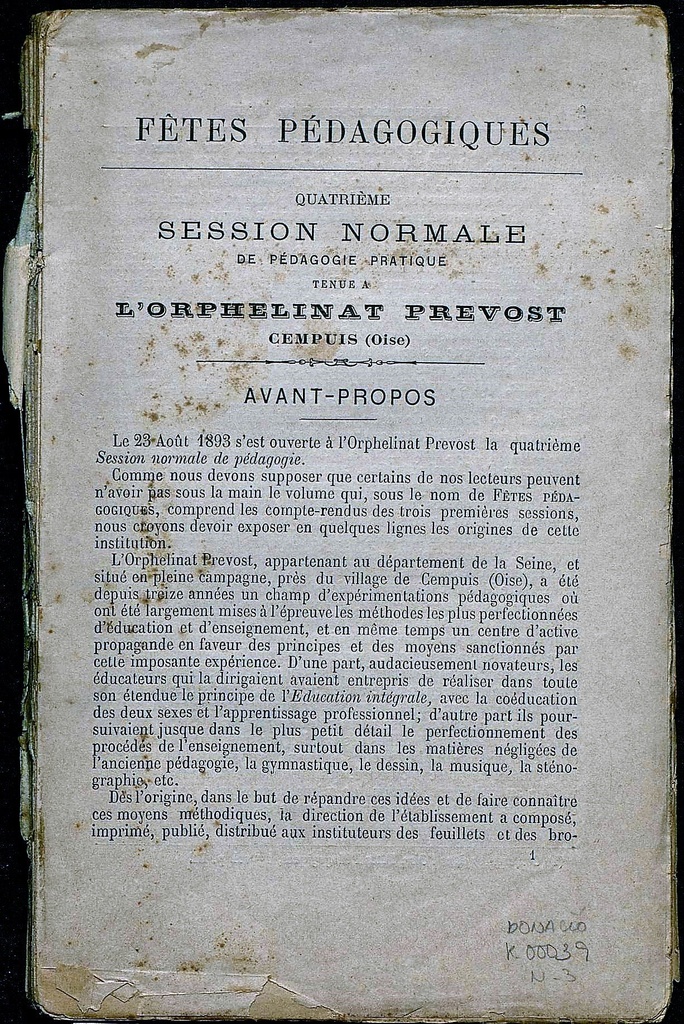 Fêtes pédagogiques. Orphelinat Prevost
