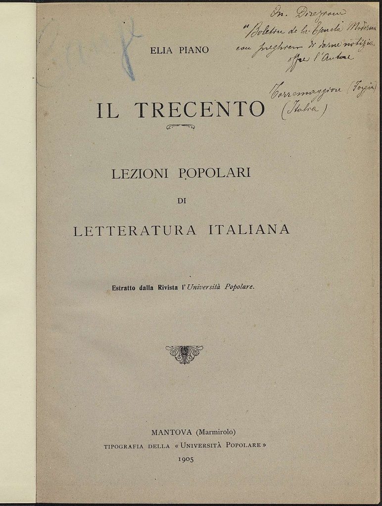 Il trecento. Lezioni popolari di letteratura italiana