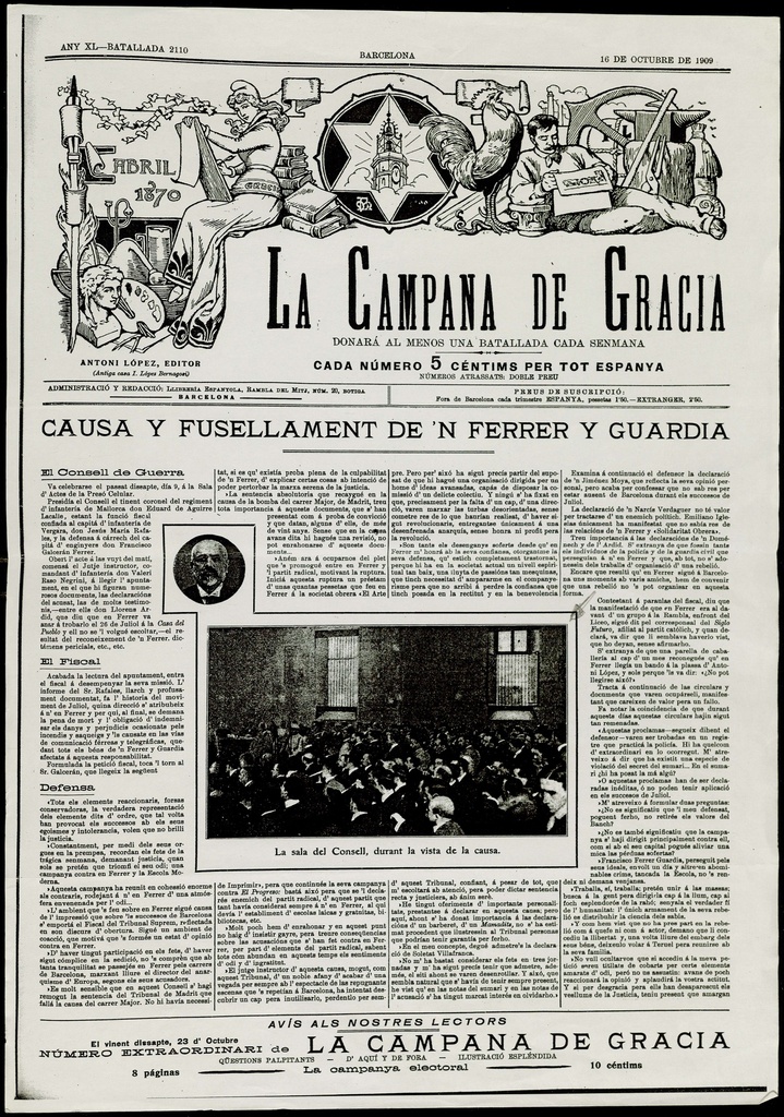 La Campana de Gràcia - Any XL Batallada 2110 (16-10-1909)
