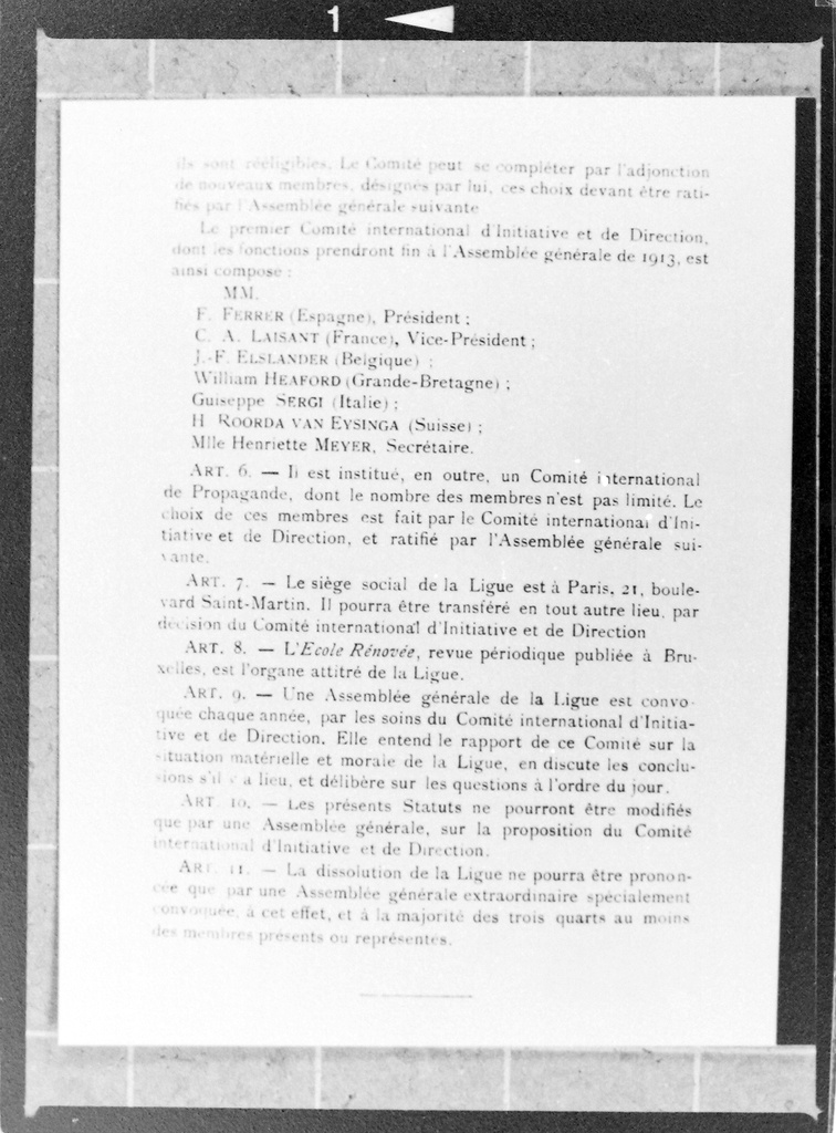 Estatuts de la Ligue Internationale pour l’Education rationnelle de l’Enfance (2/3)