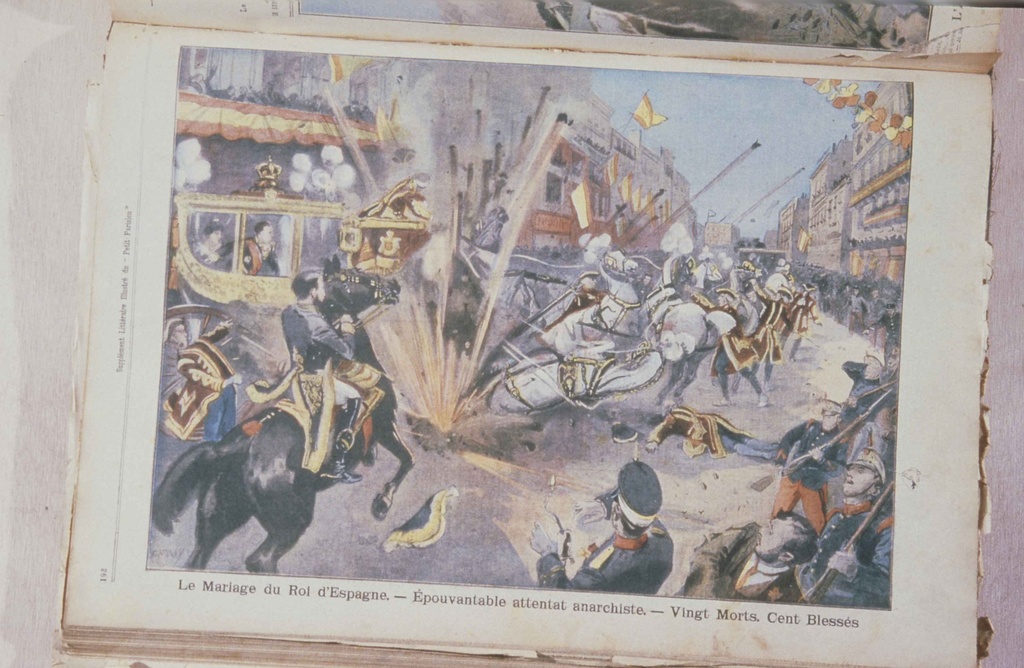 Dibuix de l'atemptat contra el rei Alfons XIII el 1906
