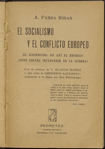 [N6/19 - R-0287] El socialismo y el conflicto europeo