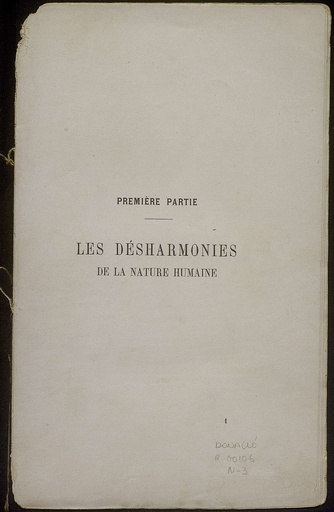 [N3 - R-0106] Études sur la nature humaine. Essai de philosophie optimiste