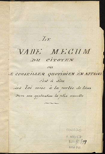 [N5/19 - R-0087] Le vade-mecum des citoyen