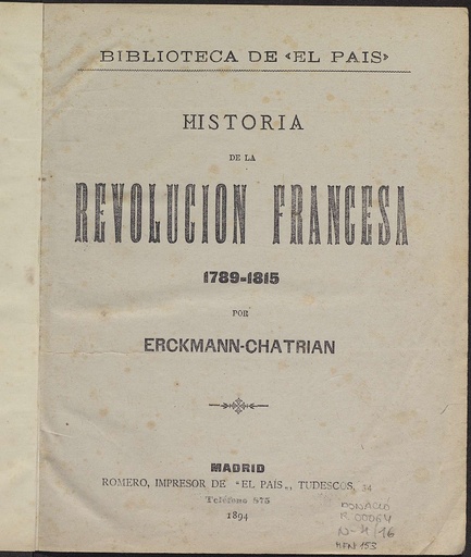 [N4/16 - R-0064] Historia de la Revoluci&oacute;n Francesa: 1789-1815