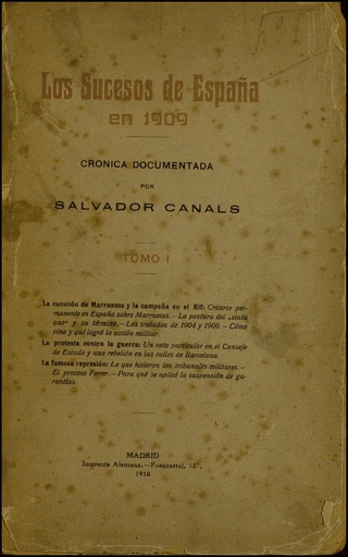 [O7/27 - R-0534] Los sucesos de España en 1909. Crónica documentada