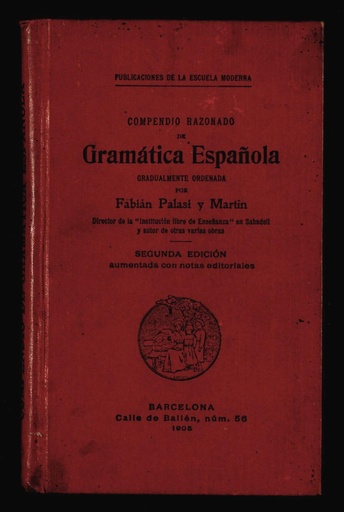 [N7/07-08 - R-0012] Compendio razonado de gramática española
