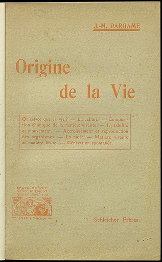 [O7/06 - R-0081] L'origine de la vie