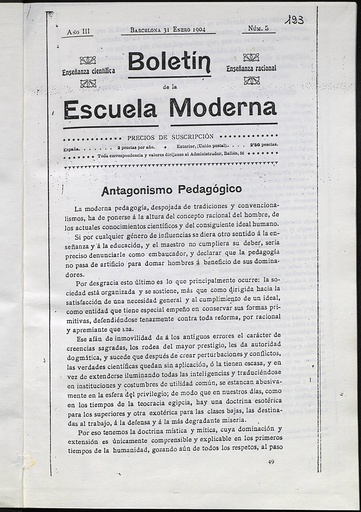 [L3/01-08 - R-0485] Boletín de la Escuela Moderna