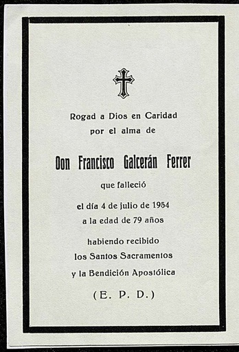 [L2/15 - FG-0502] Esquela de Francisco Galcerán Ferrer