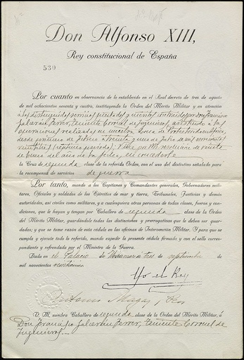 [L2/23 - FG-0510] Nomenament cavaller de segona classe de l’Ordre del Mèrit Militar a Francisco Galcerán Ferrer